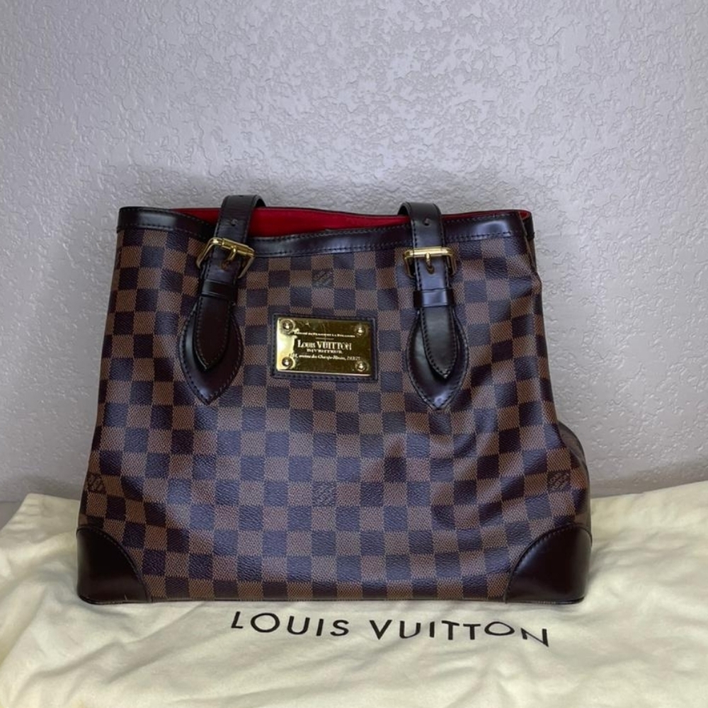 Louis Vuitton Damier Ebene Tote with Red Interior